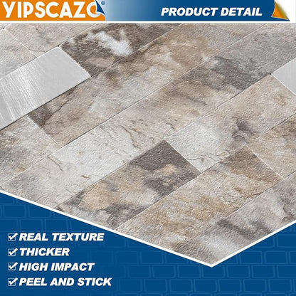 10 - Sheet Peel and Stick Backsplash Wall Tile, PVC Kitchen Backsplash, Stick on Tiles for Backsplash Kitchen (12'' X 12'', Perisa with Metal)