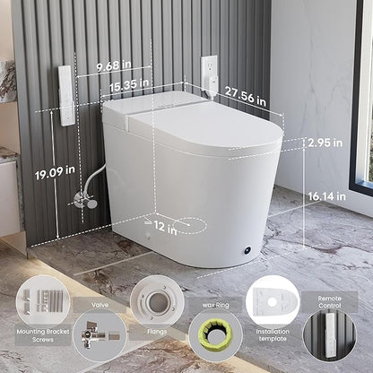 Casta Diva Smart Toilet with Bidet Built in, Bidet Toilet with Wider Heated Seat, Warm Water & Dryer, Foot Sensor Auto Flushing, Night Light, Remote Control 1.28GPF(CD-K020)