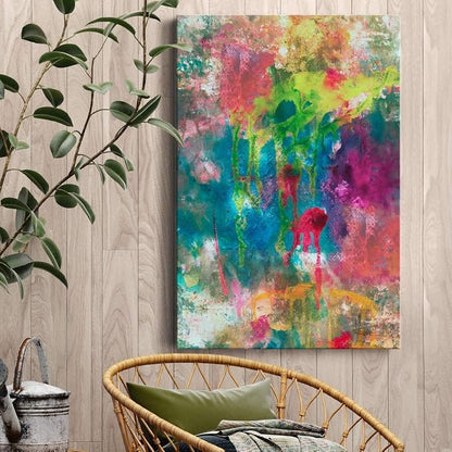 Renditions Gallery Canvas Abstract Wall Art Decorations Paintings & Prints Colorful Paint Splash Modern Canvas Wall Hanging Artwork for Bedroom Living Room Office Kitchen - 12"x18" LT02