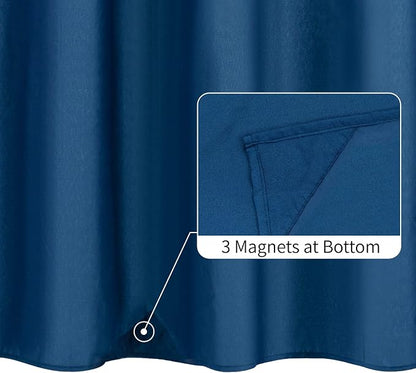 ALYVIA SPRING 72x78 Long Waterproof Fabric Shower Curtain or Liner Navy | 3 Magnets, Soft Cloth & Hotel Quality, Machine Washable, Light-Weight, Long Size