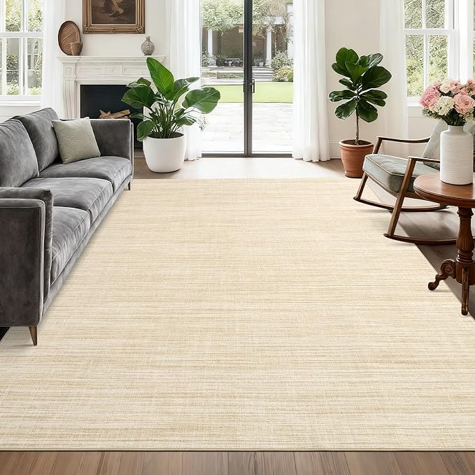 Garvee Living Room Rug 4x6 Modern Solid Color Area Rug for Bedroom, Camel | Neutral Washable Non Slip Non Shedding Contemporary Stain Resistant Foldable Mats for Living Room Entryway Dorm Office