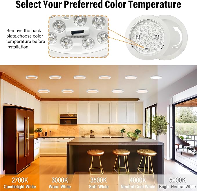 ETL 7 inch Small LED Flush Mount Ceiling Light Dimmable,Ultra Slim Round Flat Ceiling Lights 5CCT-2700K/3000K/3500K/4000K/5000K,Modern Ceiling Lamp for Closet,Kitchen,Bathroom 3 Pack(White)