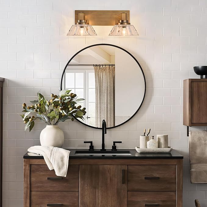 Vintage Vanity Lights 2-Light Bathroom Light Fixtures Antique Brass Vanity Light for Bathroom(7.7pounds)