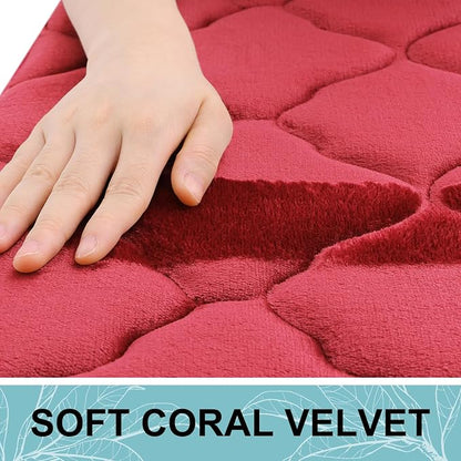 OLANLY Memory Foam Bath Mat Rug 30x20, Ultra Soft and Absorbent Bathroom Rugs, Non-Slip, Comfortable, Machine Washable Bath Carpet for Bathroom Floor, Tub, Shower and Home Decor Accessories, Red