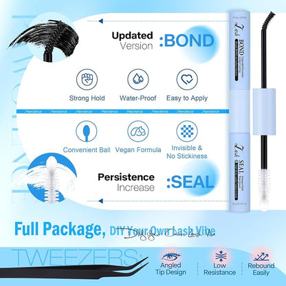 Lash Clusters Kit 40D 60D Lash Extension Kit 10-18mm Cluster Eyelash Extension Kit Individual Lashes 280pcs Eyelash Clusters with Lash Bond and Seal, Lash Tweezers for Self Use