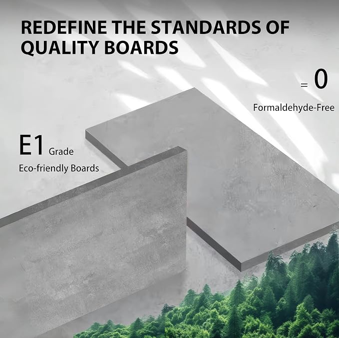 36" Floating Bathroom Vanity with Sink, Modern Wall-Mounted Bathroom Storage Vanity Cabinet with Two Black Quartz Sand Top Basins and Four Soft Close Drawers, Cement Grey