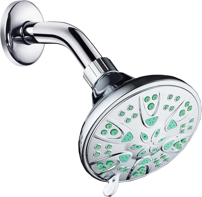 AquaDance Antimicrobial – Anti-Clog High-Pressure 6-Setting Shower Head with Microban Nozzle Protection from Growth of Mold, Mildew & Bacteria for Stronger Shower! 4" Coral Green | More Power, Better Shower Hygiene! Lifetime Antimicribial Nozzle Protec...