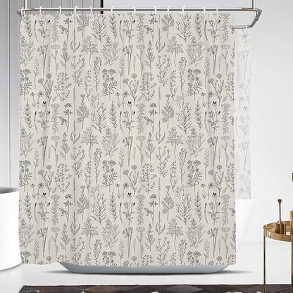 Coxila Vintage Floral Shower Curtain Extra Wide Large Long Clawfoot Tub Wrap Around Flower Retro Farmhouse Rustic Botanical Spring Country Cottage Bathroom 180 x 70 Inch Polyester Fabric 31 Pack Hooks
