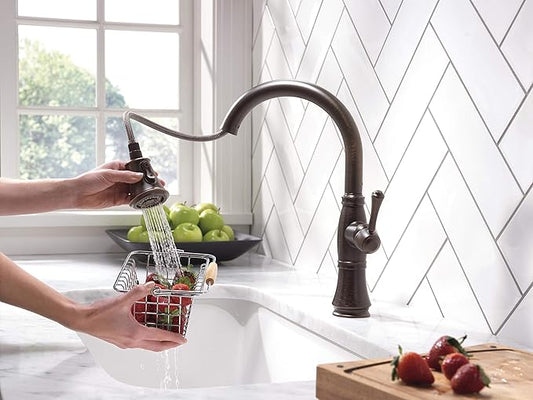 DELTA FAUCET Cassidy VoiceIQ Single-Handle Touch Kitchen Sink Faucet with Pull Down Sprayer, Alexa and Google Assistant Voice Activated, Smart Home, Lumicoat Polished Nickel