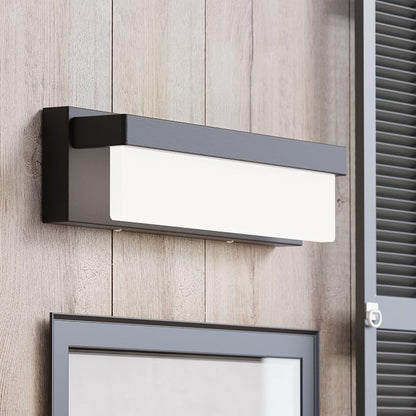 LED Bathroom Vanity Light Fixture Over Mirror 16.5 inch Modern Rectangle Black Matte Metal Lighting Bar 4000K Daylight Wall Sconce (Black)