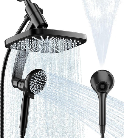 12 Inch High Pressure Rainfall Shower Head Combo,9 Settings Handheld Shower | Height/Angle Adjustable, 3 Spray Modes, Anti-leak, Built-in Magnetic Docking,Washing Jets,Holder, 59" Shower Hose, 1.75GPM