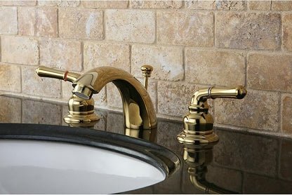 Kingston Brass KB952 Magellan II 4-Inch to 8-Inch Mini Widespread Lavatory Faucet with Metal lever handle, Polished Brass