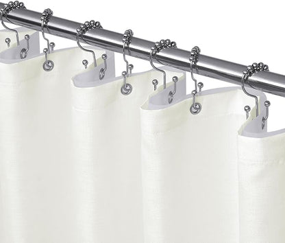 3 in 1 Shower Curtain Set, Cream Shower Curtain and Liner Set with 12 Double Sided Shower Curtain Hooks, Cloth Shower Curtains for Bathroom,Waterproof, 72" W*72" H