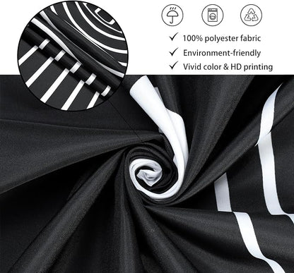 Black and White Extra Long Shower Curtain, Boho Minimalist Mid Century Modern Arch Geometric Machine Washable Waterproof Fabric for Bathroom Bathtub with Hooks 72Wx78H