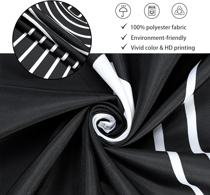 Black and White Shower Curtain, Boho Minimalist Mid Century Modern Arch Geometric Machine Washable Waterproof Fabric for Bathroom Bathtub with Hooks 60Wx72H