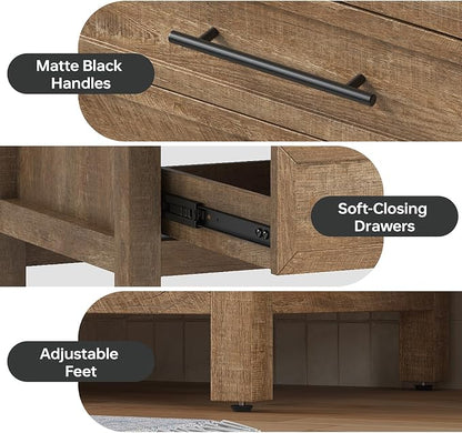 30 Inch Bathroom Vanity with Sink, Rustic Brown | Farmhouse Vanity Cabinet with durable SMC Resin Countertop, three soft-close full-extension drawers, and easy assembly