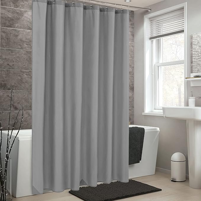 ALYVIA SPRING Waterproof Fabric Shower Curtain or Liner Gray, 72x72 | 3 Magnets, Soft Cloth & Hotel Quality, Machine Washable, Light-Weight, Standard Size