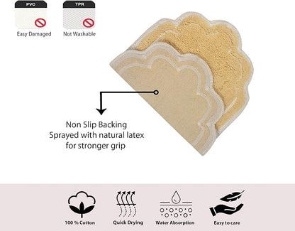 Home Weavers Allure Collection 100% Cotton Tufted Round Shape Bathroom Rug, Soft and Absorbent Bath Rugs, Non-Slip Bath Carpet, Machine Wash Dry Bath Mats for Bathroom Floor, 30" Round, Yellow