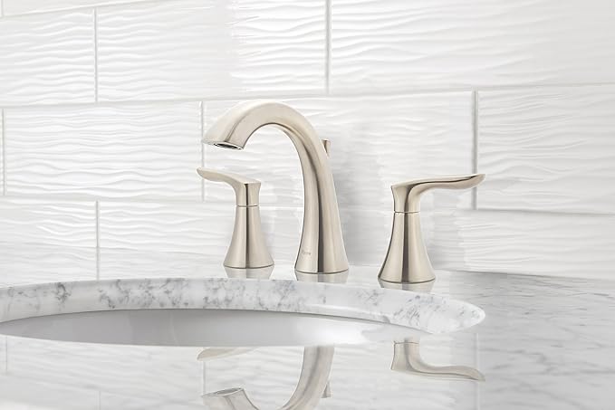 Pfister Weller Bathroom Sink Faucet, 8-Inch Widespread, 2-Handle, 3-Hole, Brushed Nickel Finish, LG49WR0K