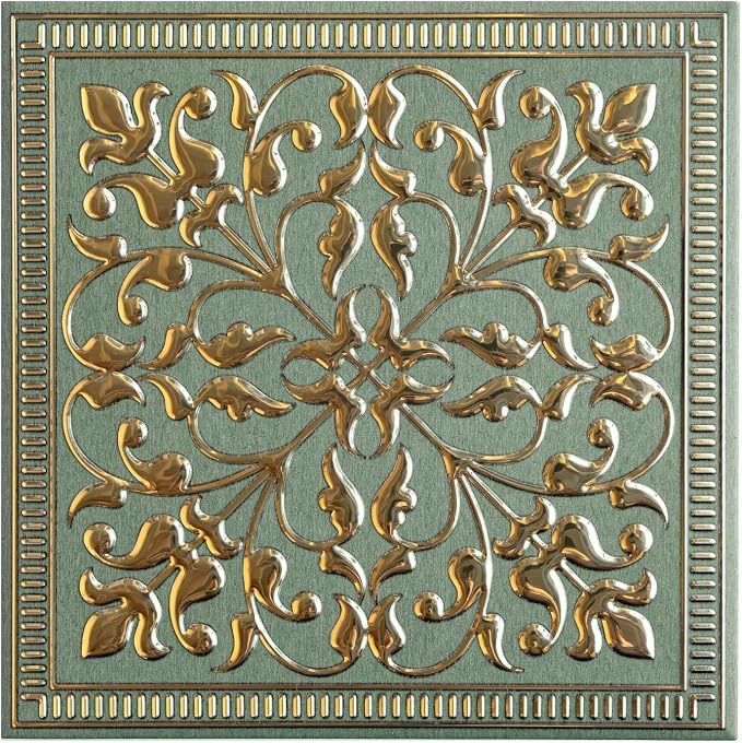 Peel and Stick Metal Backsplash Tiles, Rustic Farmhouse, 10-Pack | 8 x 8 in tile size; Covers up to 4.44 sq ft; Aluminum; Water-resistant surface; For kitchens, ceilings, DIY projects