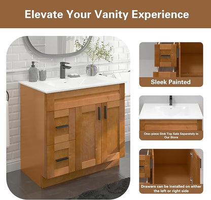 36" Shaker Bathroom Vanity Sink Base with Drawers (Ready-to-Assemble) (Maple Shaker Vanity Base)