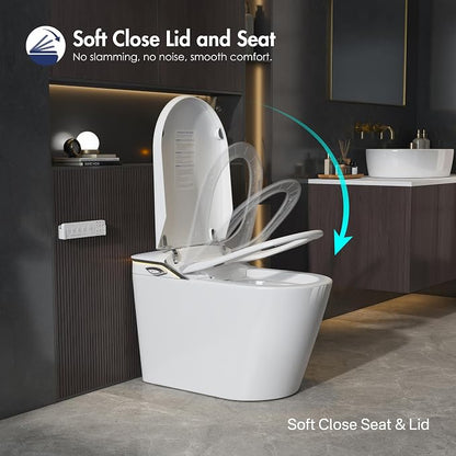 One Piece Smart Bidet Toilet, Auto Lid, Foam Shield, Wash & Dry | Foot Sensor, Heated Seat, Instant Warm Water, Adjustable Wash Settings, Self Cleaning Wand, Auto Flush, Pre Wet, Night Light