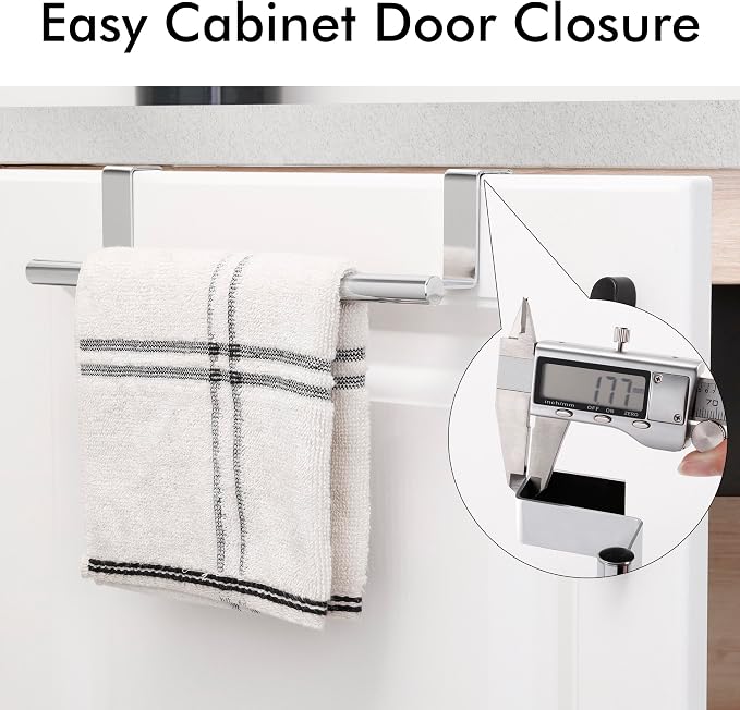 KES Over The Cabinet Door Towel Rack, 2 Pack, Polished Steel | Fit Cabinet Doors Under 1" Thick, EVA Pads, Kitchen Towel Bar Rack, Dish Towel Holder, SUS304 Stainless Steel