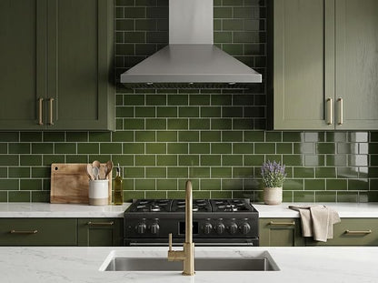2026 New Upgrade Peel and Stick Backsplash Tile, Peel and Stick 11.34" X 11.57" Wall Tile for Kitchen, Bathroom, Fireplace, Laundry (Polished Green, 5 Packs)