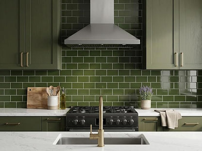 2026 New Upgrade Peel and Stick Backsplash Tile, Peel and Stick 11.34" X 11.57" Wall Tile for Kitchen, Bathroom, Fireplace, Laundry (Polished Green, 20 Packs)
