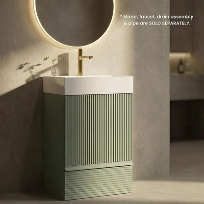 20 inch Bathroom Vanity with White Ceramic Sink, Bath Storage Cabinet with Soft-Closing Door and Drawer, Perfect for Small Space, Powder Room, Hotel, Mint Green