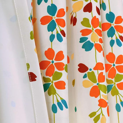 Lush Decor Weeping Flower Light Filtering Window Curtain Panels, Pair, 52"W x 108"L + 2" Header, Turquoise & Tangerine - Charming Modern Floral Curtains for Living Room, Dining Room, & Bedroom