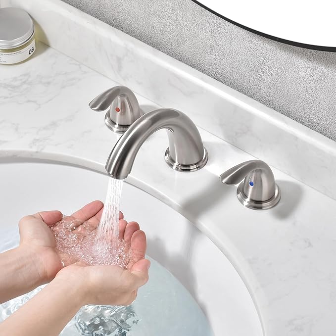 sumerain 8 Inch Widespread Sink Bathroom Faucet Brushed Nickel Two Handle Vanity Faucet