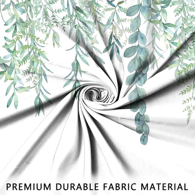 Botanical Shower Curtains, Watercolor Eucalyptus Leaf Plant Green Bathroom Curtain for Bathtub Home Decoration Waterproof Fabric Machine Washable with 12 Hooks, 72''Lx36''W (GCI-10467)