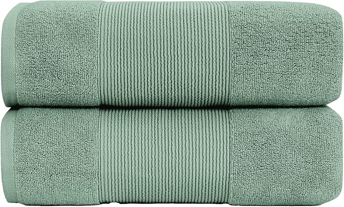 Modern Threads - Air Cloud 2-Pack 100% Zero-Twist Cotton Bath Sheet Set - Super Absorbent & Quick Dry - 500 GSM - Soft & Plush, Eucalyptus