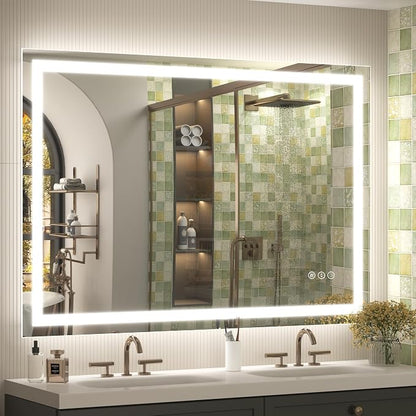 44x30 LED Bathroom Mirror with Backlit and Front Lights | Lighted Bathroom Vanity Mirror for Wall, Anti-Fog, Memory, Shatter-Proof, ETL Listed (Horizontal/Vertical)