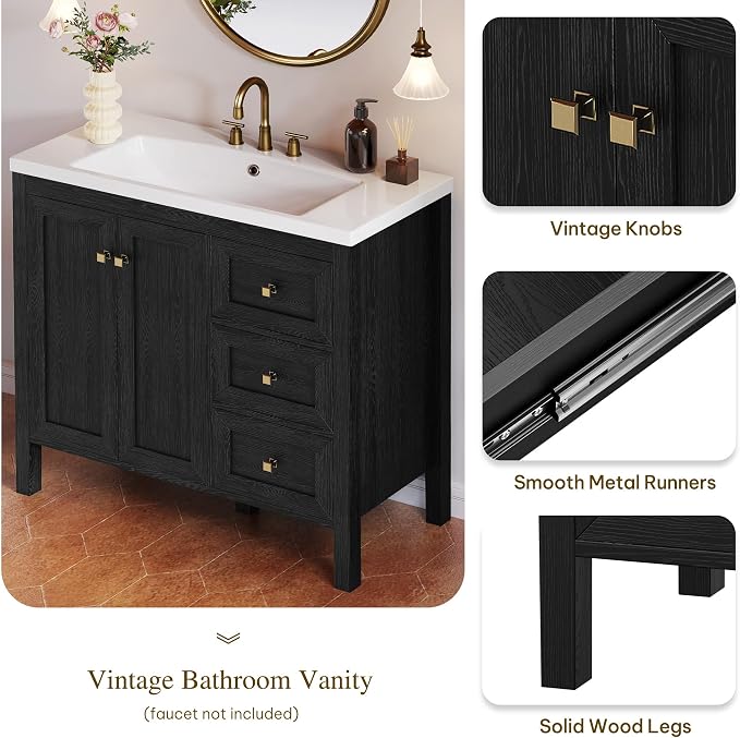 DWVO 36 Inch Bathroom Vanity with Sink | Bathroom Storage Cabinet