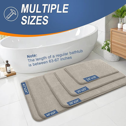 OLANLY Memory Foam Bathroom Runner Rugs 47x20, Long Bath Mats, Warm Taupe | Soft Quick Dry Bath Rugs, Non-Slip, Absorbent Machine Washable Mat for Bathroom Floor, Tub and Shower, Home Decor Accessories