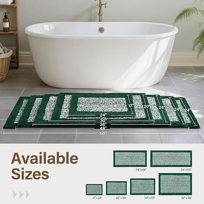 36x24 Large Bathroom Rugs Washable Non Slip, Dark Green Bath Mat for Bathroom Floor Tub, Soft Absorbent Quick Dry Mats for Shower, Bathtub,Home Decor
