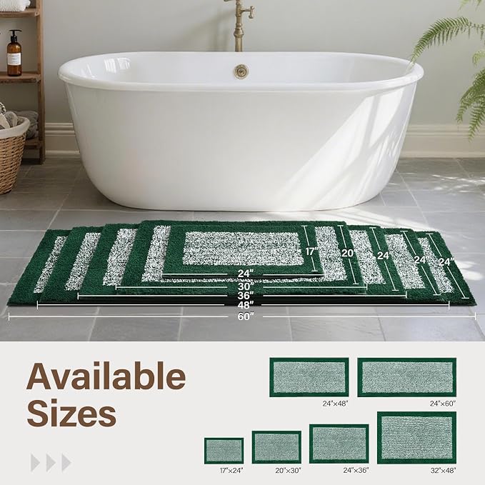 48x32 Large Bathroom Rugs Washable Non Slip, Dark Green Bath Mat for Bathroom Floor Tub, Soft Absorbent Quick Dry Mats for Shower, Bathtub,Home Decor