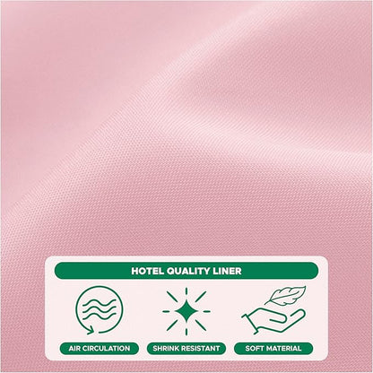 Biscaynebay Hotel Quality Fabric Shower Curtain Liners 72 Inch by 72 Inch, Pink Water Resistant Bathroom Curtains, Rust Resistant Grommets & Weighted Bottom Machine Washable
