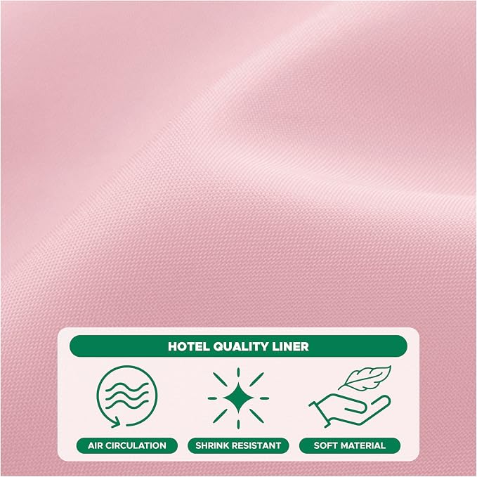 Fabric Shower Curtain Liner 72x72 Inch-Pink Standard Size Shower Liners | Hotel Quality Water Resistant Shower Liners for Bathroom-Machine Washable Cloth Polyester Bath Curtain-Rental Apartment Home