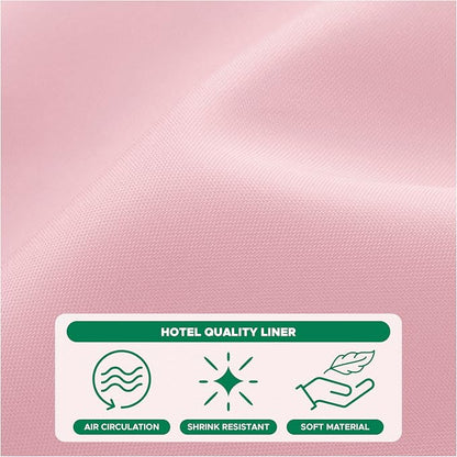 Fabric Shower Curtain Liner 72x72 Inch-Pink Standard Size Shower Liners | Hotel Quality Water Resistant Shower Liners for Bathroom-Machine Washable Cloth Polyester Bath Curtain-Rental Apartment Home