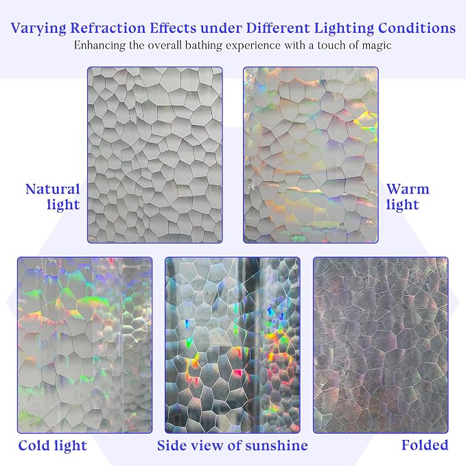 Mrs Awesome 72x72 Shower Curtain Liner Holographic | 3 Bottom Magnets,12 Rustproof Grommets,Glitter Water Proof Lightweight PEVA,72W x 72H for Bathroom