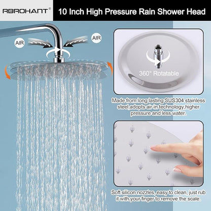 RBROHANT Outdoor Shower, Wall Mount Outdoor Shower Kit, Outside Shower Faucet with Height Adjustable Rain Shower and Handheld, Exposed Shower System for Pool, Wall Mounted, Polished Chrome, JK0146