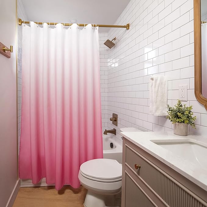 Americanflat 71x74 Pink Ombre Shower Curtain - Water-Resistant Long Shower Curtain with Durable Metal Grommets and 12 Hooks - 100% Polyester