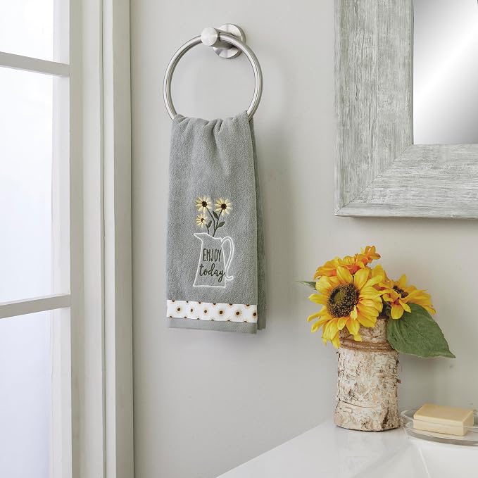 SKL HOME by Saturday Knight Ltd. Enjoy Today 2 Pc Hand Towel Set | 100% Cotton. Soft, decorative velour. For use in the bathroom, kitchen or bar & makes a great gift.