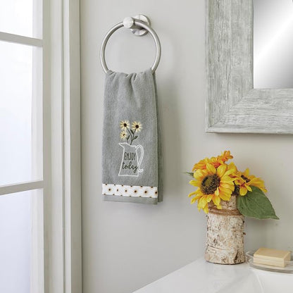 SKL HOME by Saturday Knight Ltd. Enjoy Today 2 Pc Hand Towel Set | 100% Cotton. Soft, decorative velour. For use in the bathroom, kitchen or bar & makes a great gift.