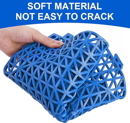 Modular Interlocking Cushion 12 Pack 11.8" x 11.8" Rubber Floor Tiles Non-Slip Splicing Drainage Mats for Deck, Pool, Outdoor Shower, Patio, Balcony, Indoor Bathroom, Kitchen, Yard (Blue)