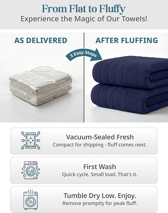 Casa Platino Bathroom Towel Set 12 Piece Soft Absorbent Quick Dry - Navy | Bath Towel Sets For Bathroom - Coordinated Colors, Dobby Border Accent, OEKO-TEX Certified, Ring-Spun Durability