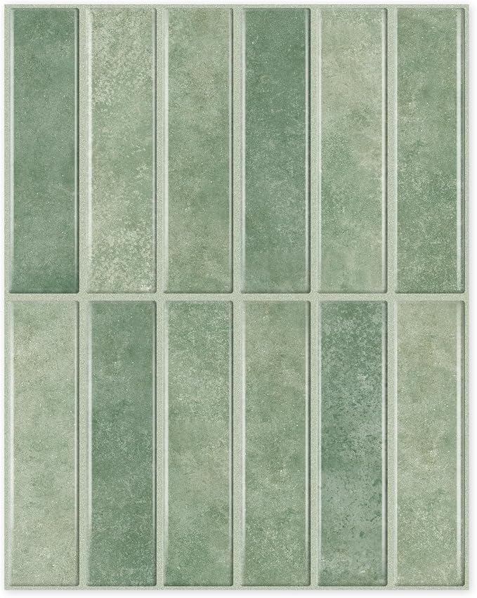 10-Sheet Peel and Stick Backsplash Stick on Tile, Thick Self-Adhesive Wall Panels for Bathroom Vanity, Coffee Bar & Accent Walls (Sage Green)